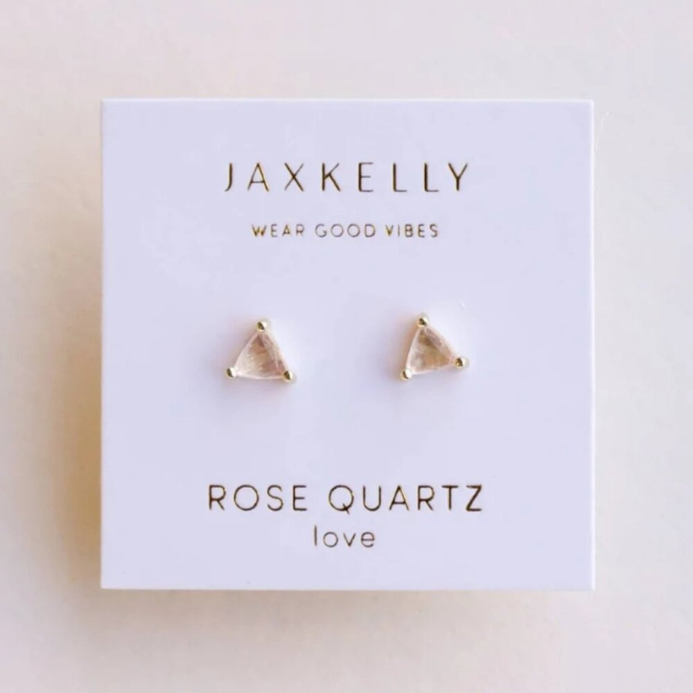 JaxKelly *Waterproof* Mini Energy Gem - Rose Quartz - Gold Earrings